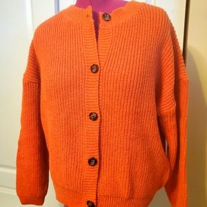 Burnt Orange Button Front Cardigan